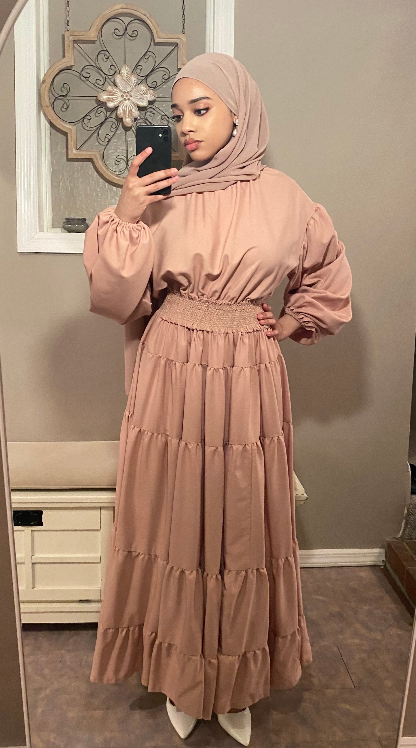 Blush Pink Layered Maxi Dress