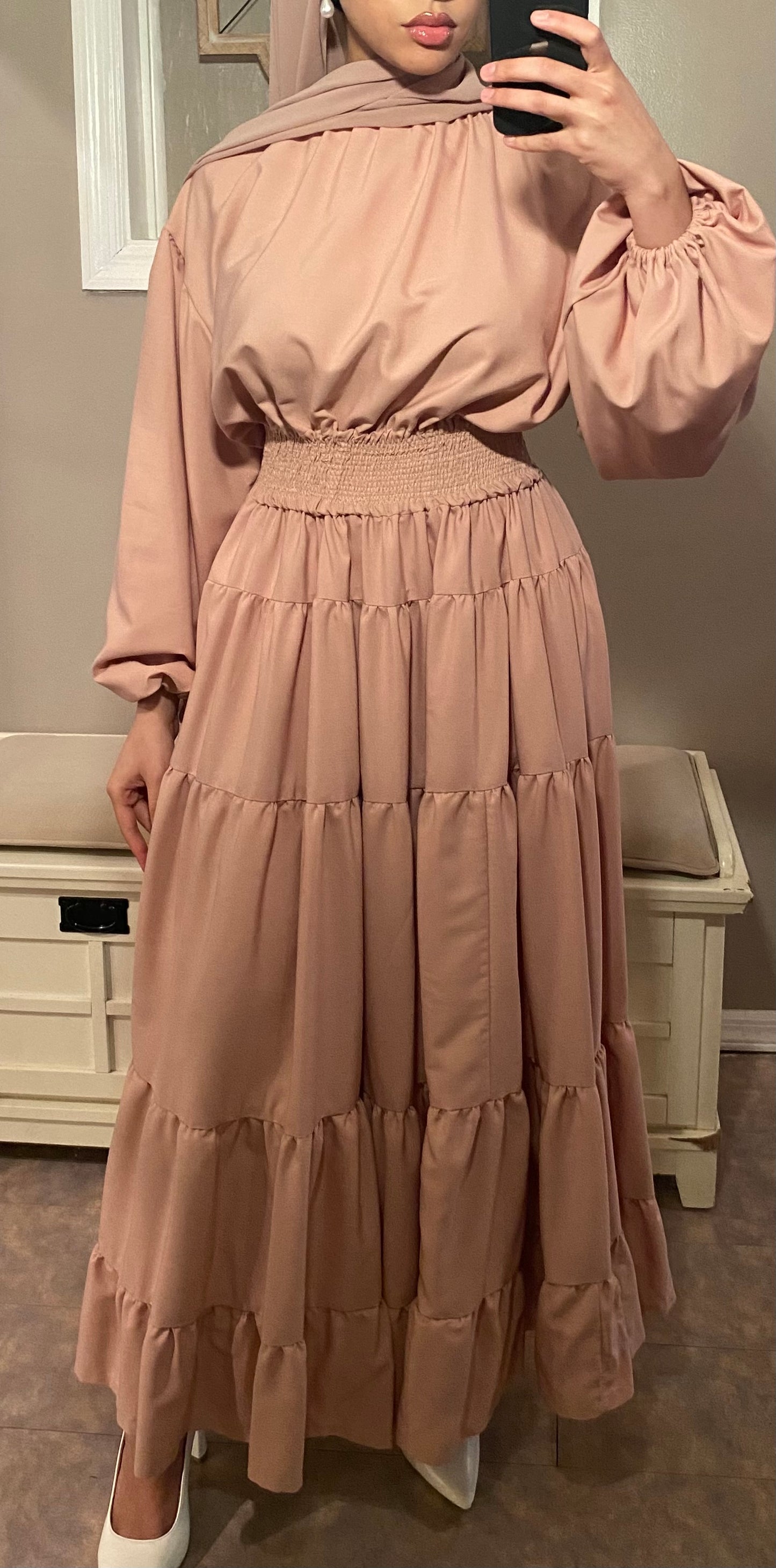 Blush Pink Layered Maxi Dress