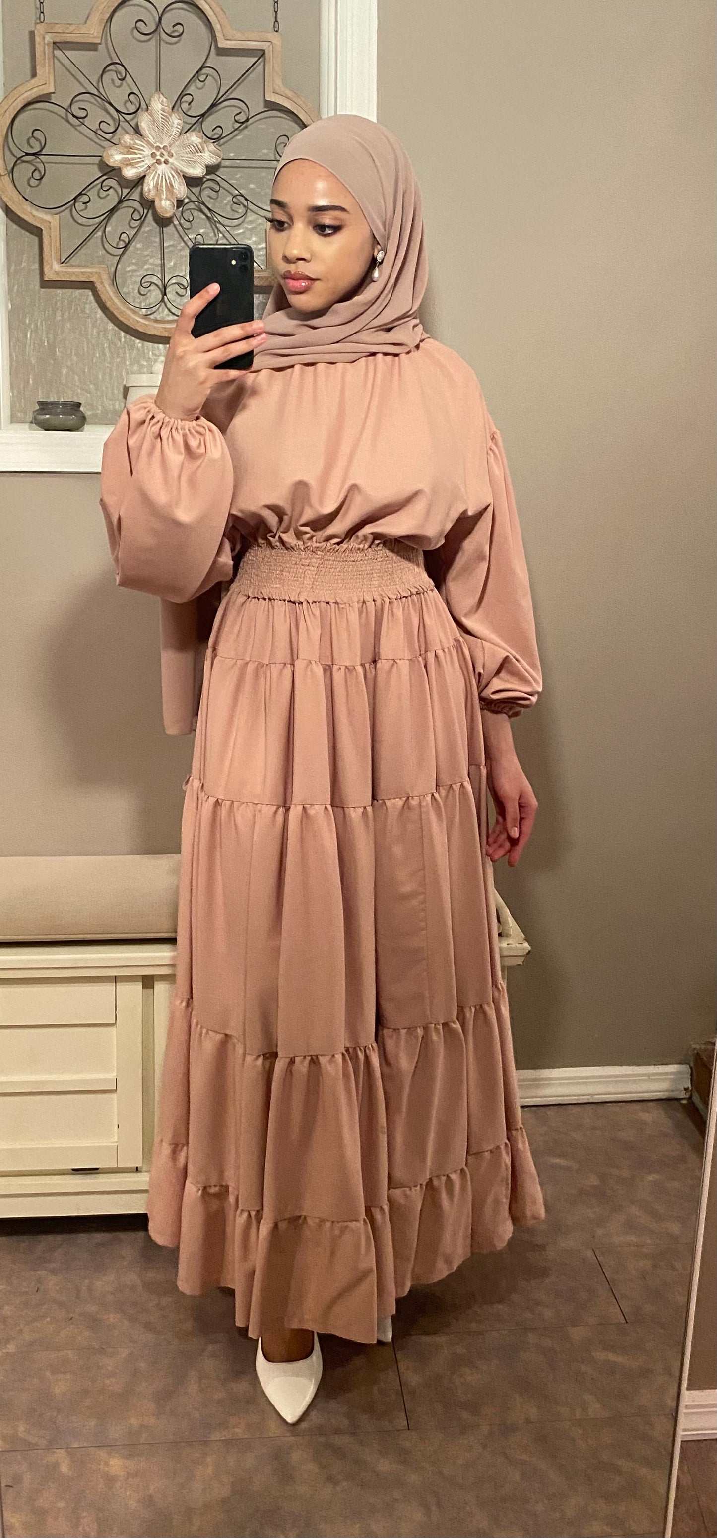 Blush Pink Layered Maxi Dress