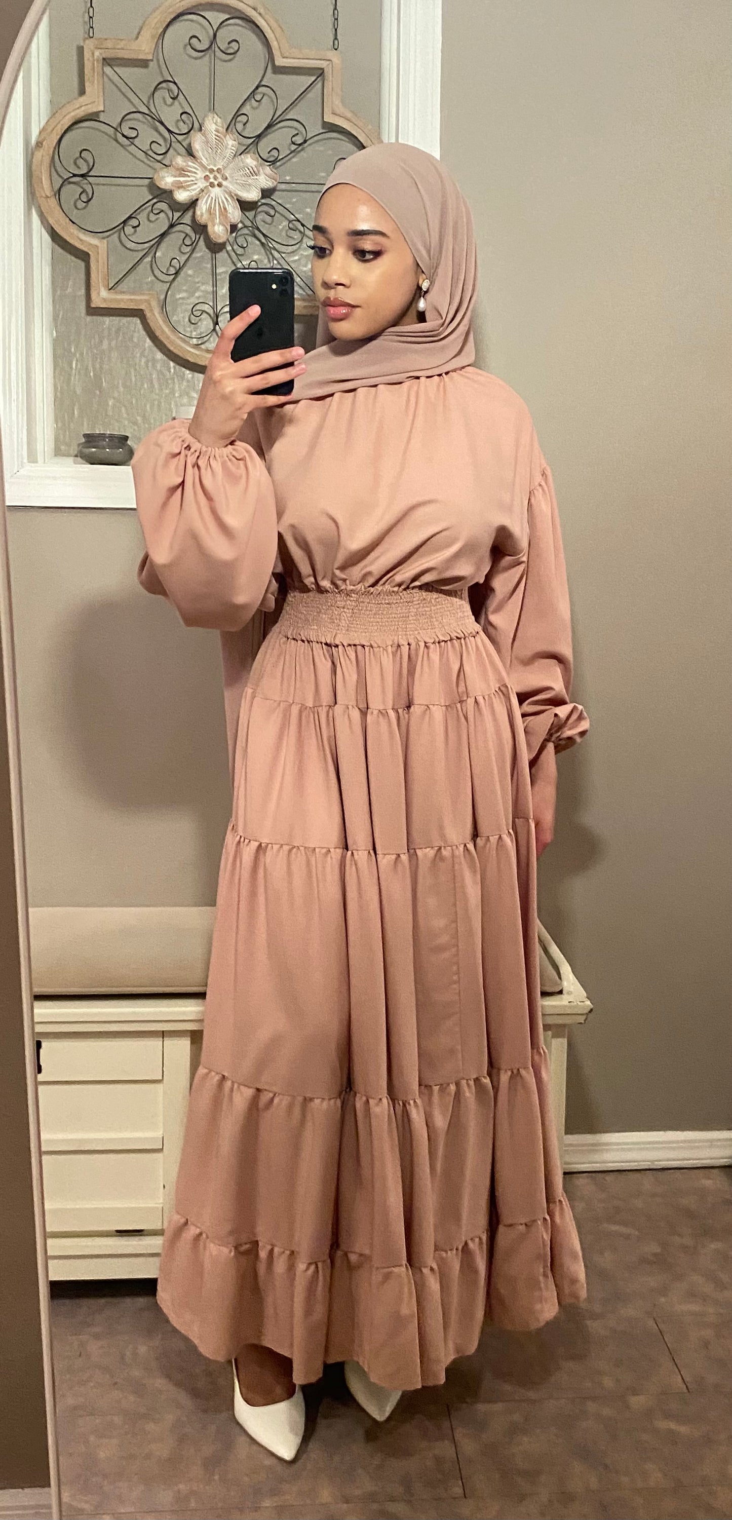Blush Pink Layered Maxi Dress