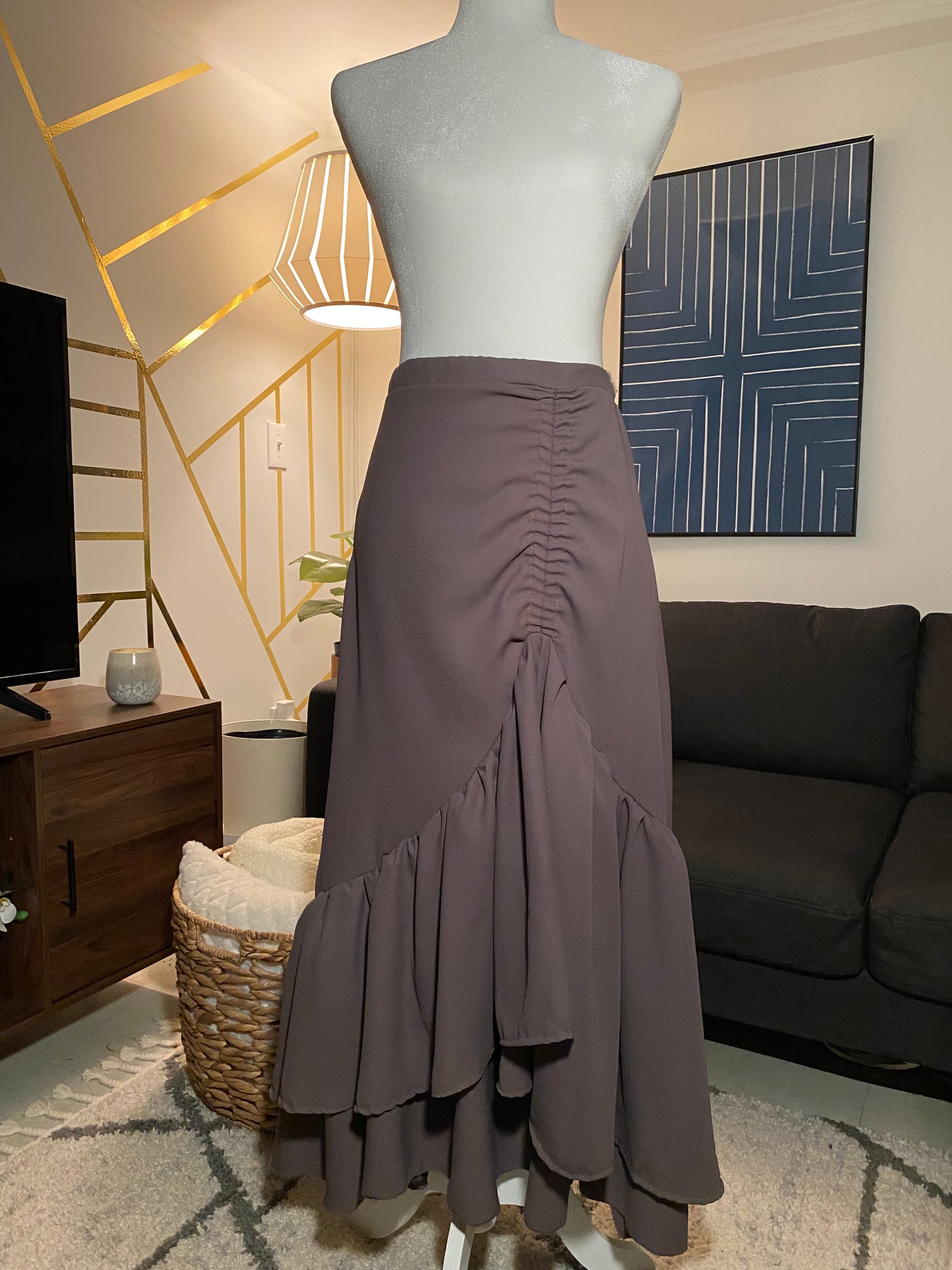 Grey side ruched skirt