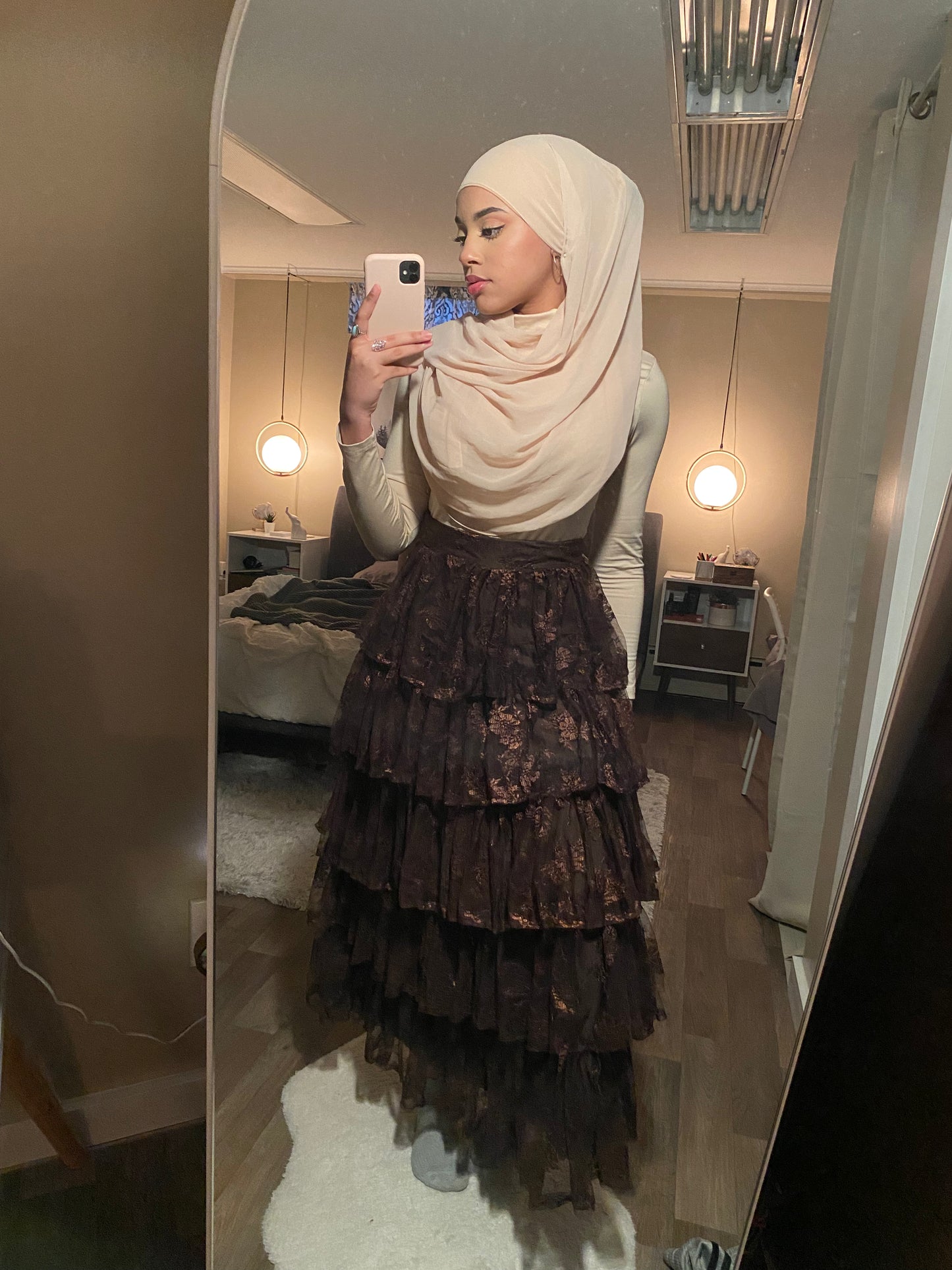 brown lace skirt