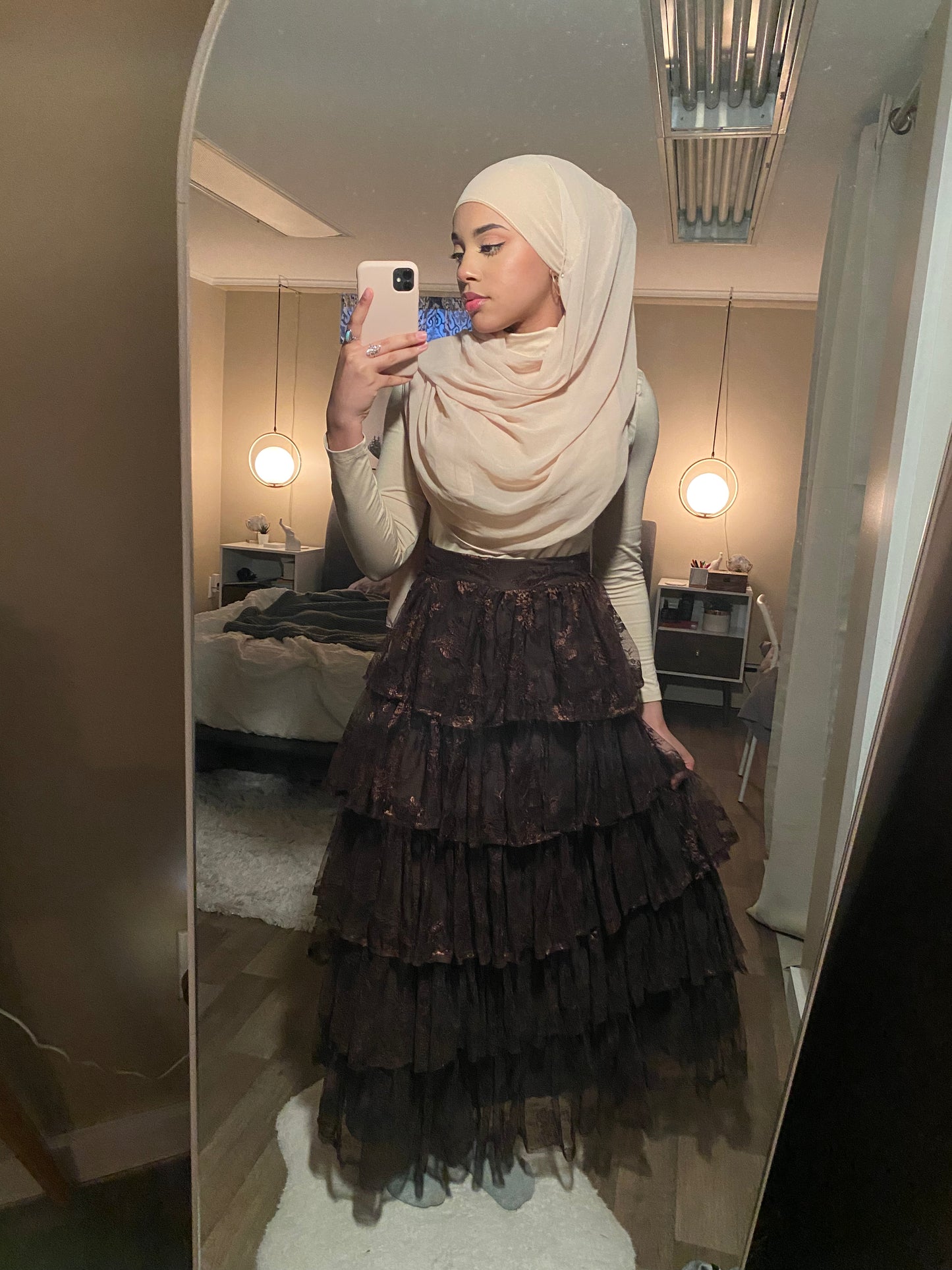 brown lace skirt