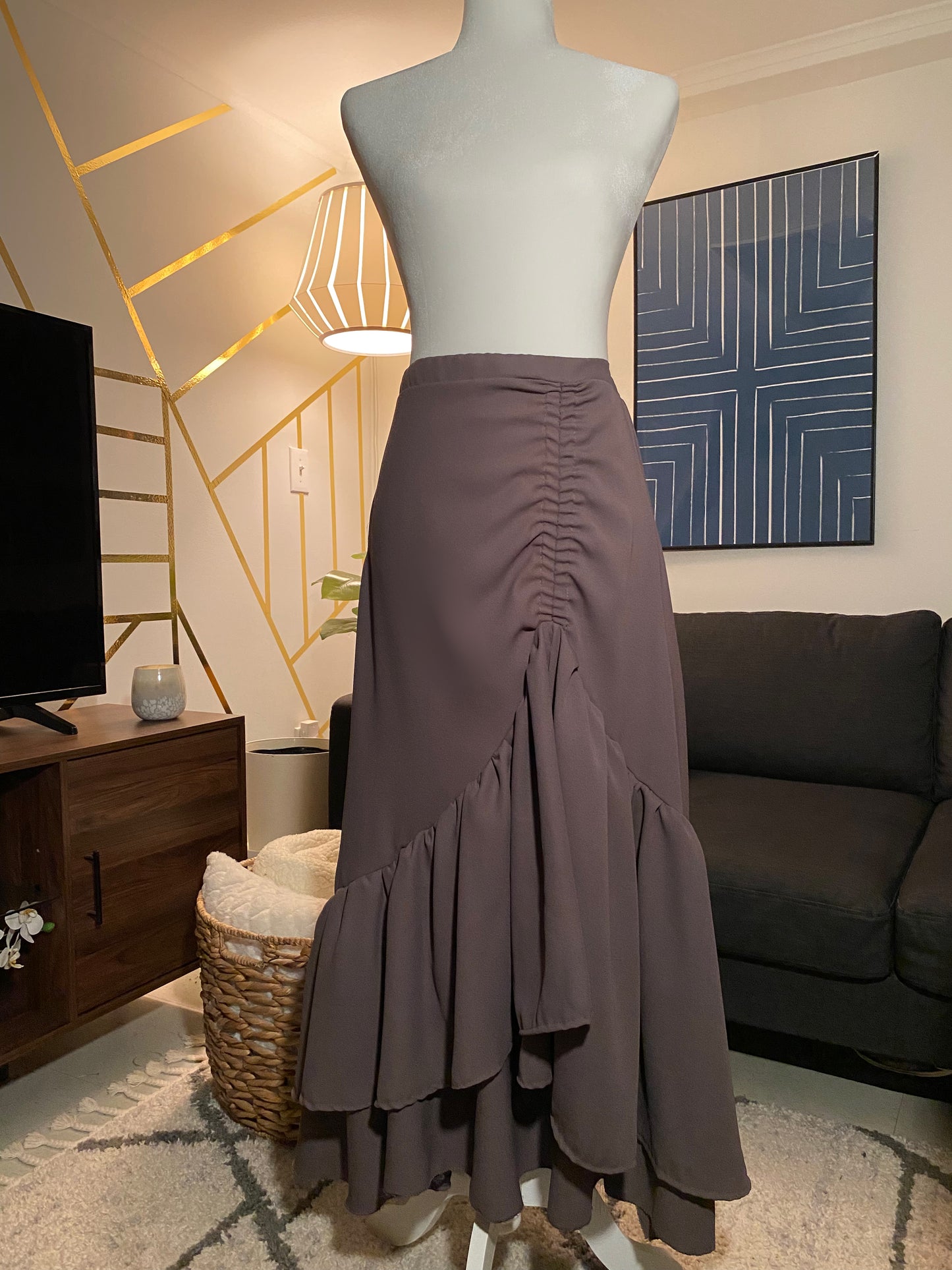 Grey side ruched skirt