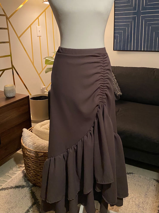 Grey side ruched skirt