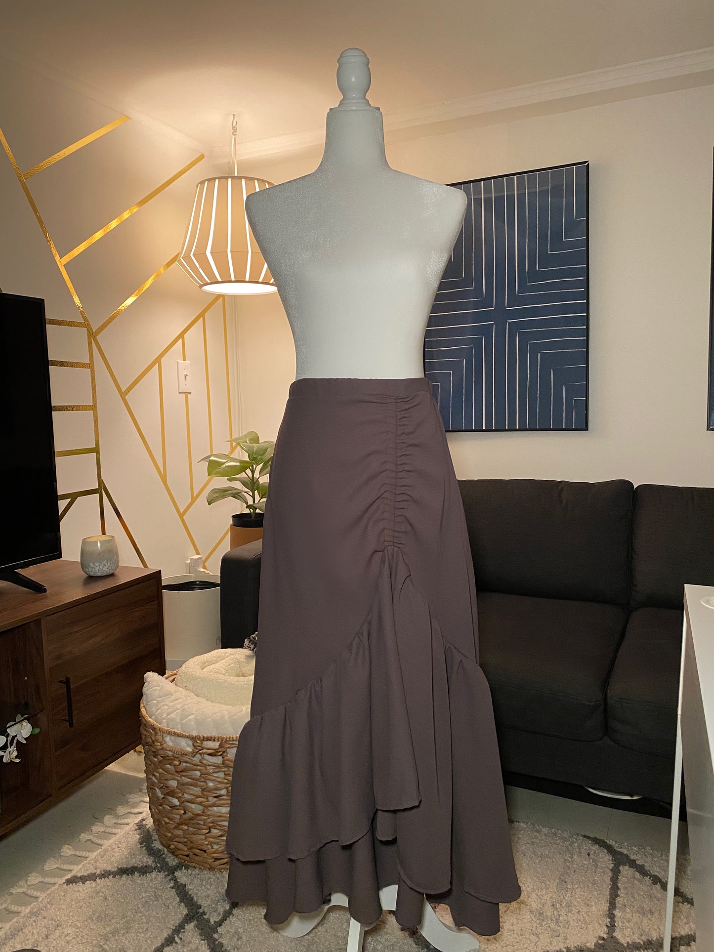 Grey side ruched skirt